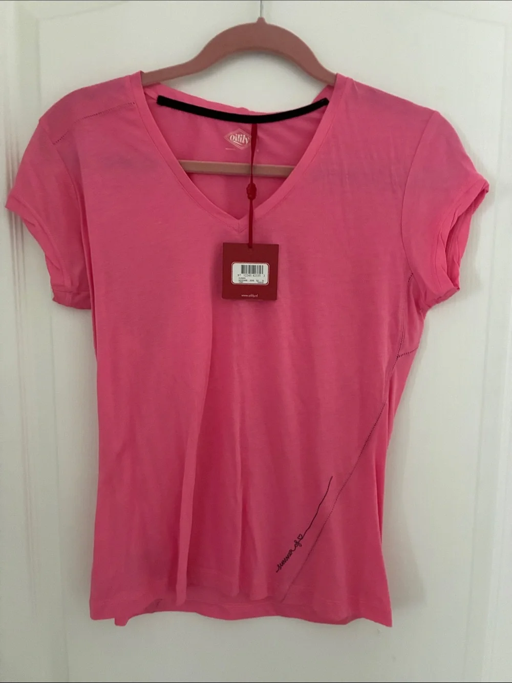 Oilily Bright Pink V-Neck Short Sleeve Tee